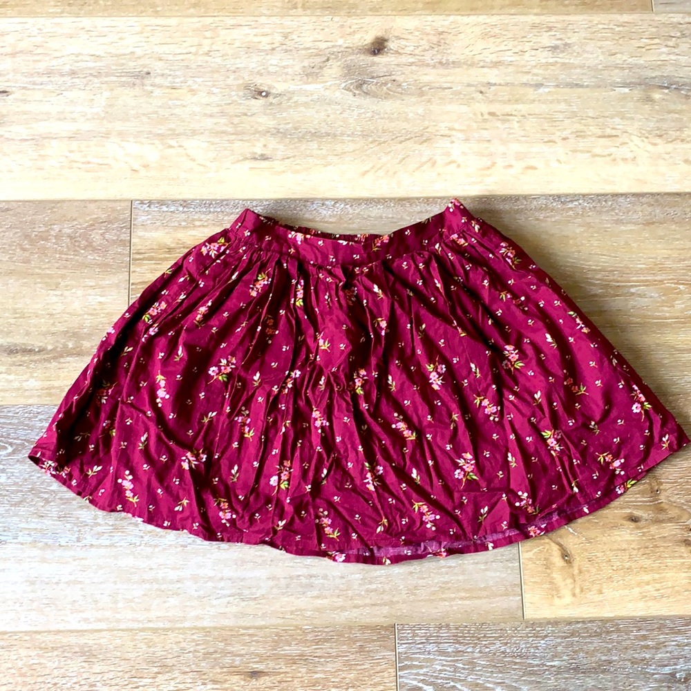 Maroon girls skirt with flowers GAP kids